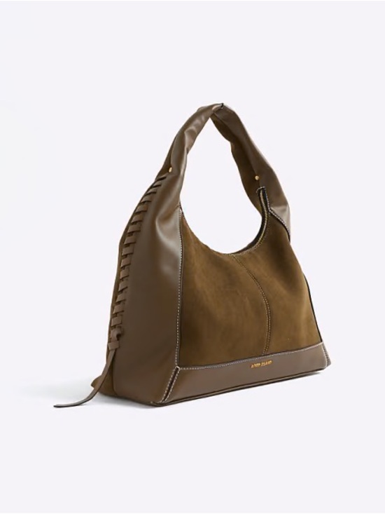 River Island Handbags - River Island whipstitch boho slouch bag in khaki